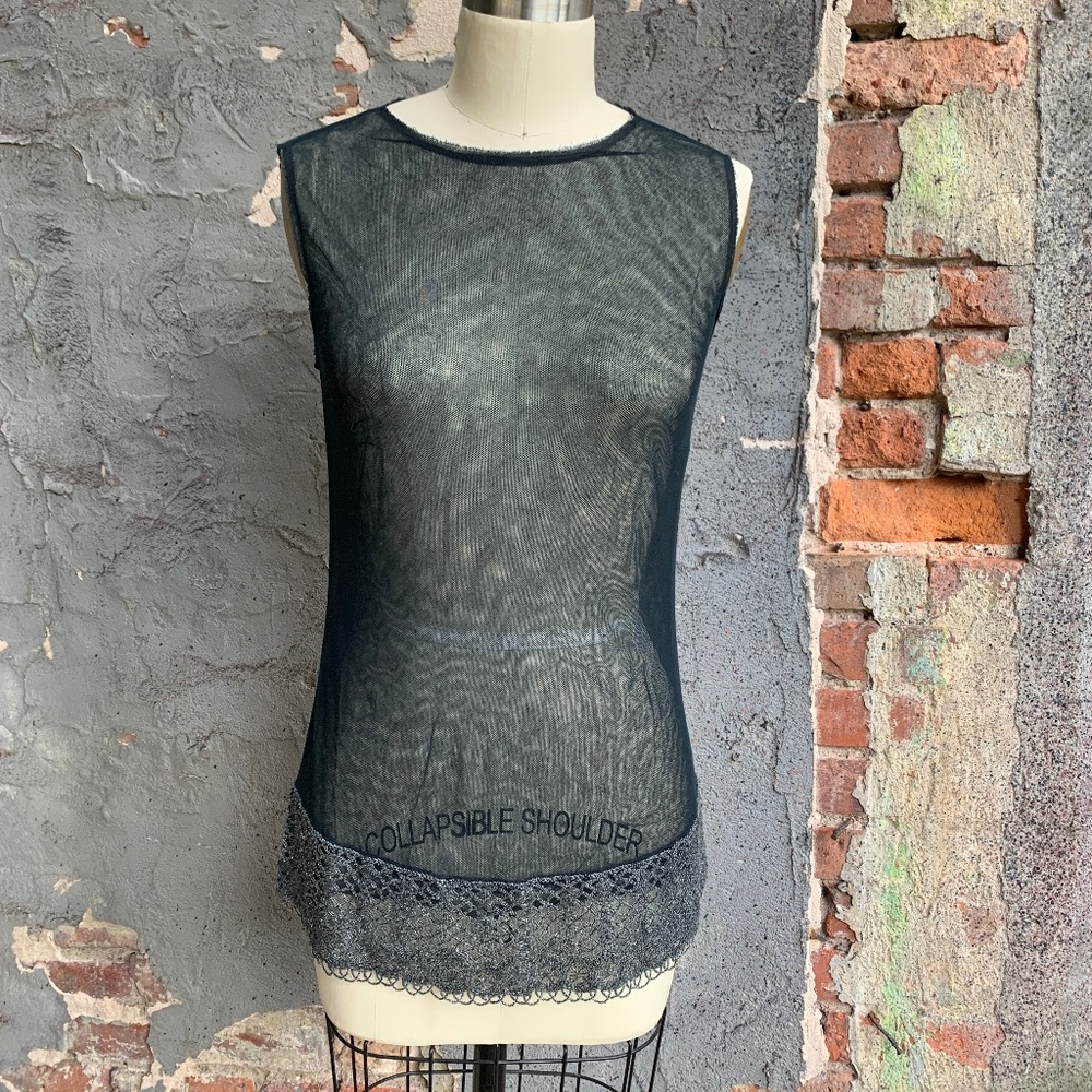 Alberta Ferretti sheer black sleeveless top - Picture 1 of 10